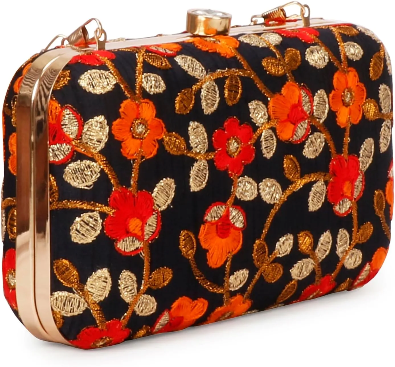 LONGING TO BUY Hand Crafted Designer Box Clutch - Zari Embroidery For Women