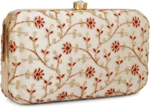 LONGING TO BUY Hand Crafted Designer Box Clutch - Zari Embroidery For Women