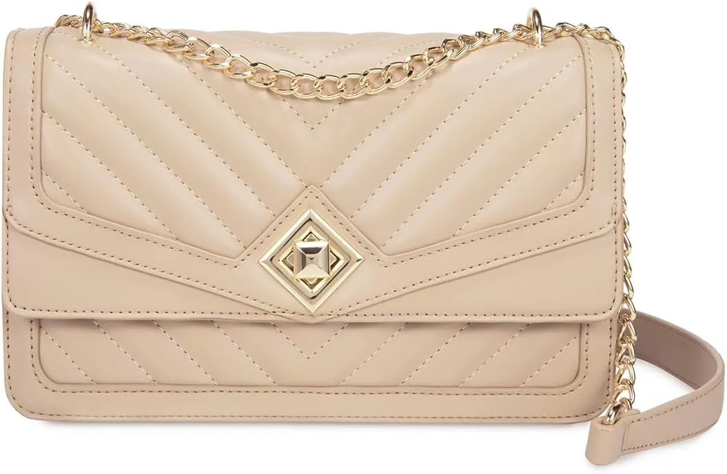 LOVEVOOK Crossbody Bags for Women Leather Quilted Shoulder Bag with Chain Strap Trendy Clutch Satchel Ladies Evening Bag