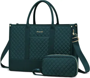 LOVEVOOK Laptop Bags for Women, 15.6 inch Waterproof Work Tote Bag with Clutch, Professional Teacher Computer Purse Lightweight Shoulder Bag Travel, green