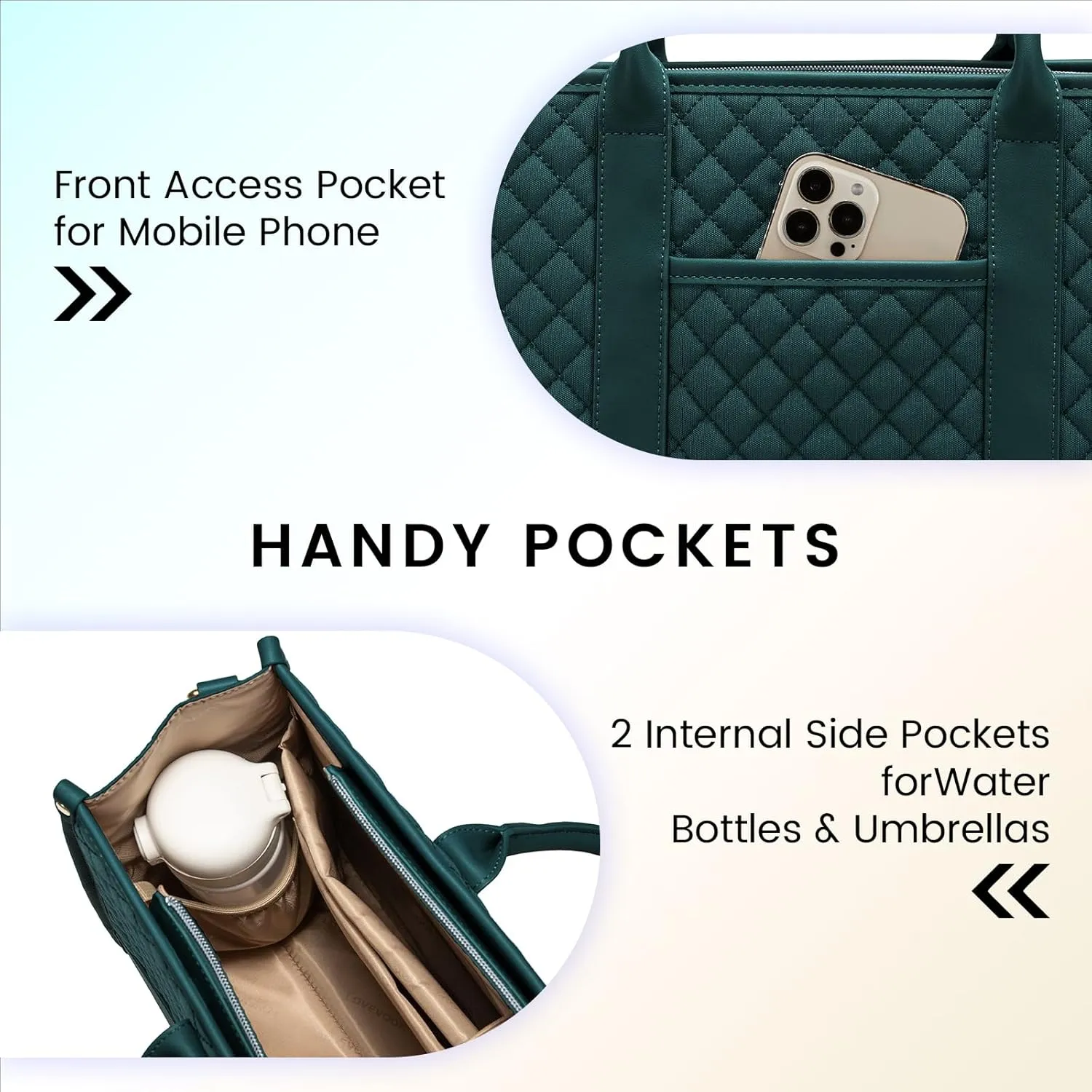 LOVEVOOK Laptop Bags for Women, 15.6 inch Waterproof Work Tote Bag with Clutch, Professional Teacher Computer Purse Lightweight Shoulder Bag Travel, green