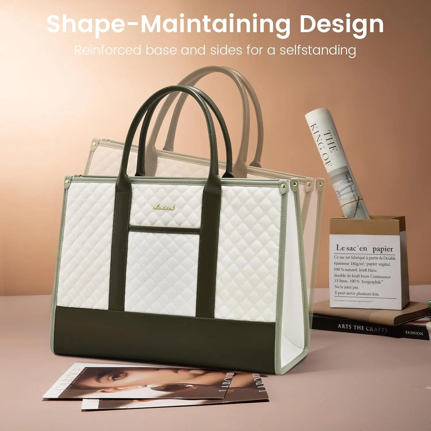 LOVEVOOK Laptop Bags for Women, 15.6 inch Waterproof Work Tote Bag with Clutch, Professional Teacher Computer Purse Lightweight Shoulder Bag Travel, Yellow Green Blue