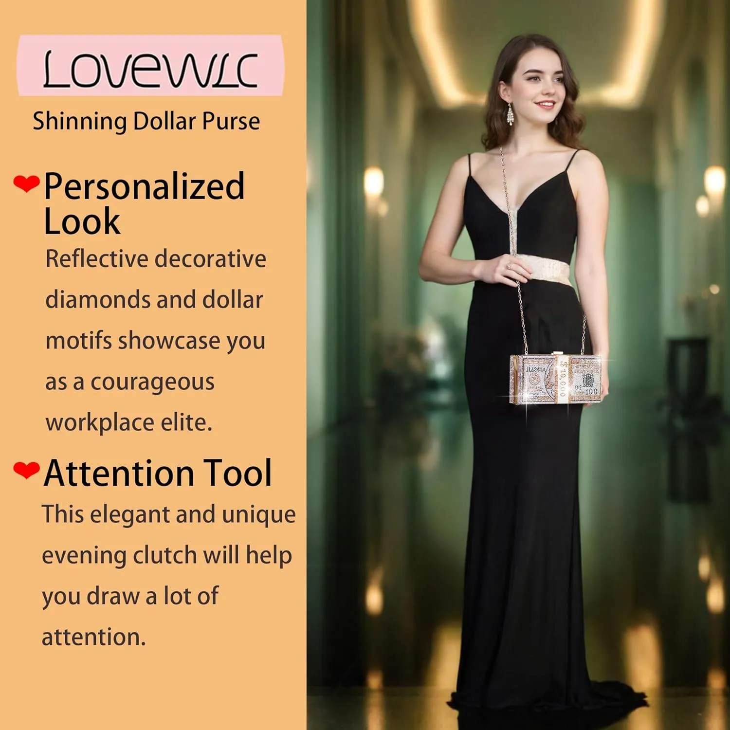 LoveWLC Evening Party Women Money Handbag,Shinning Ladyies Purse Money Shoulder Bag