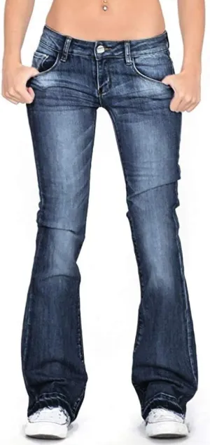 Low Waisted Flared Jeans Women Bell Bottom Jeans Plus Size Wide Leg Denim Pants Hip Hop Street Pants