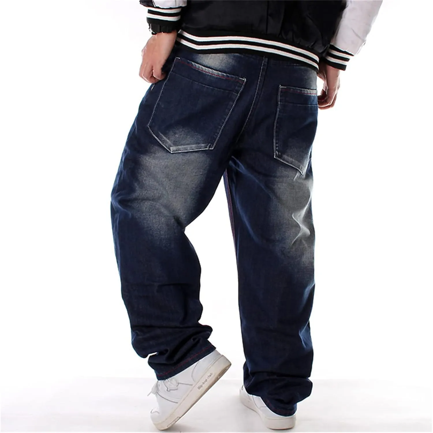 LUOBANIU Men's Y2K Hip Hop Style Baggy Jeans Denim Loose Fit Vintage Embroidered Dance Skateboard Pants