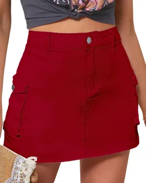 luvamia 2025 Cargo Shorts for Women Casual Summer Skorts Skirts High Waisted Mini Short Skort with Pockets Y2K