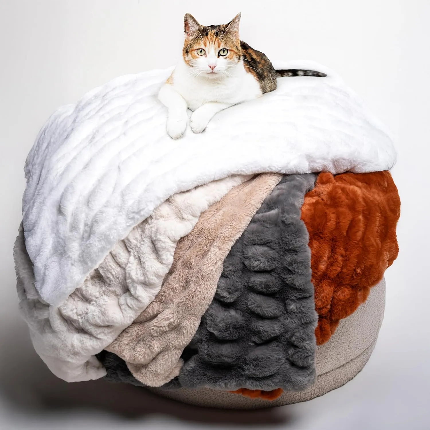 Luxury Concepts Soft Faux Rabbit Fur Throw Blanket - 50" x 60", Elegant Ruched Design Blanket, Machine Washable and Wrinkle Resistant, Lightweight Dark Grey Throw Blanket for Couch, Sofa and Bed