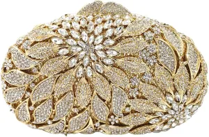 Luxury Flower Evening Clutch Bags Dazzling Rhinestone Clutch Purse for Women Crystal Wedding Party Handbags
