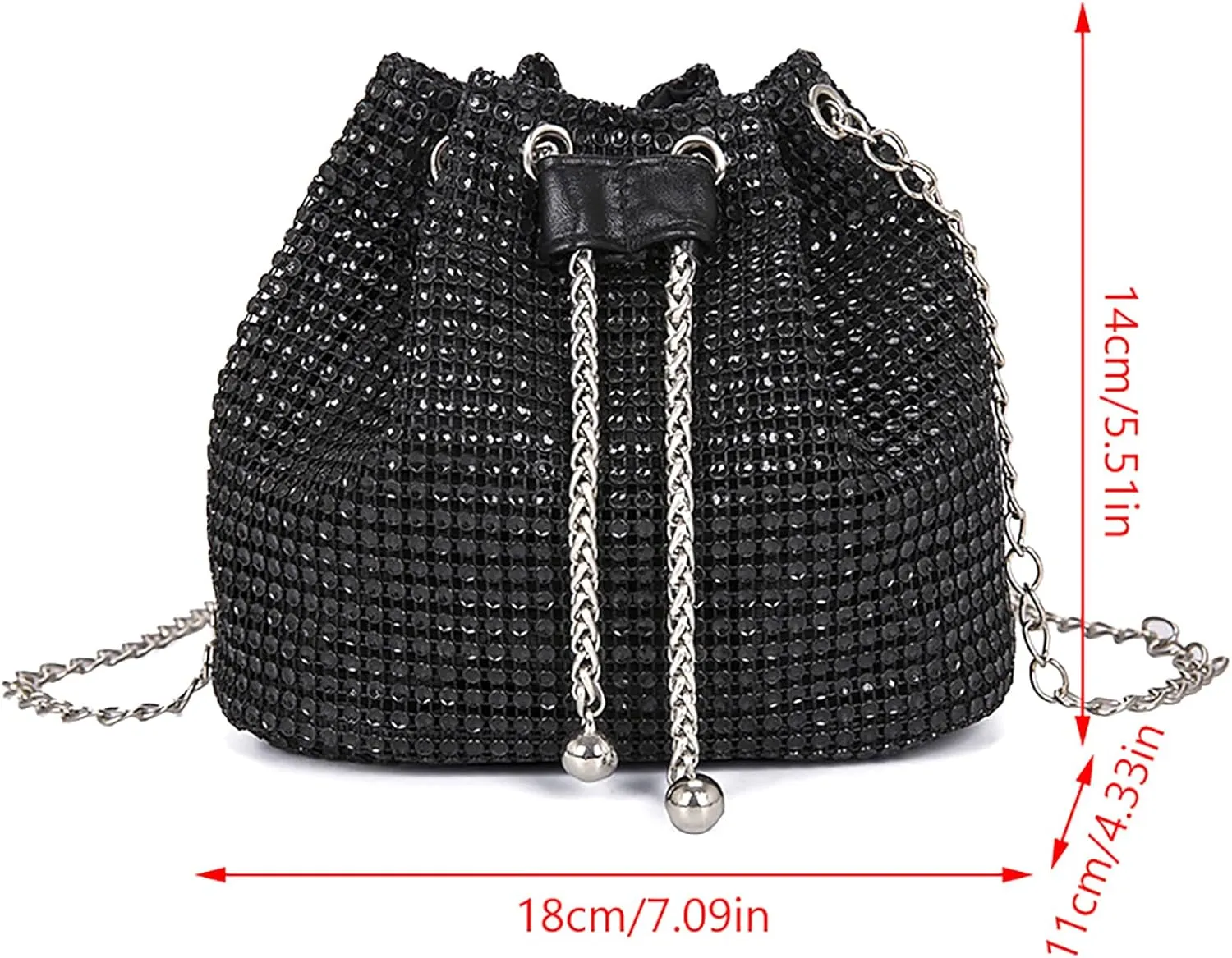 Luxury Rhinestone Bucket Bag Fashion Chain Shoulder Crossbody Bag For Women Personality Versatile Temperament Shoulder Bags