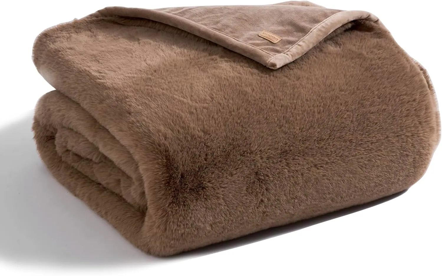 Luxury Soft Faux Chinchilla Fur Throw Blanket for Couch, Warm Thick Heavy Winter Throw Blanket 1220GSM for Bed, Fluffy Cozy Mink Blanket with Reversible Velvet, Tawny Mink, 50"x60"