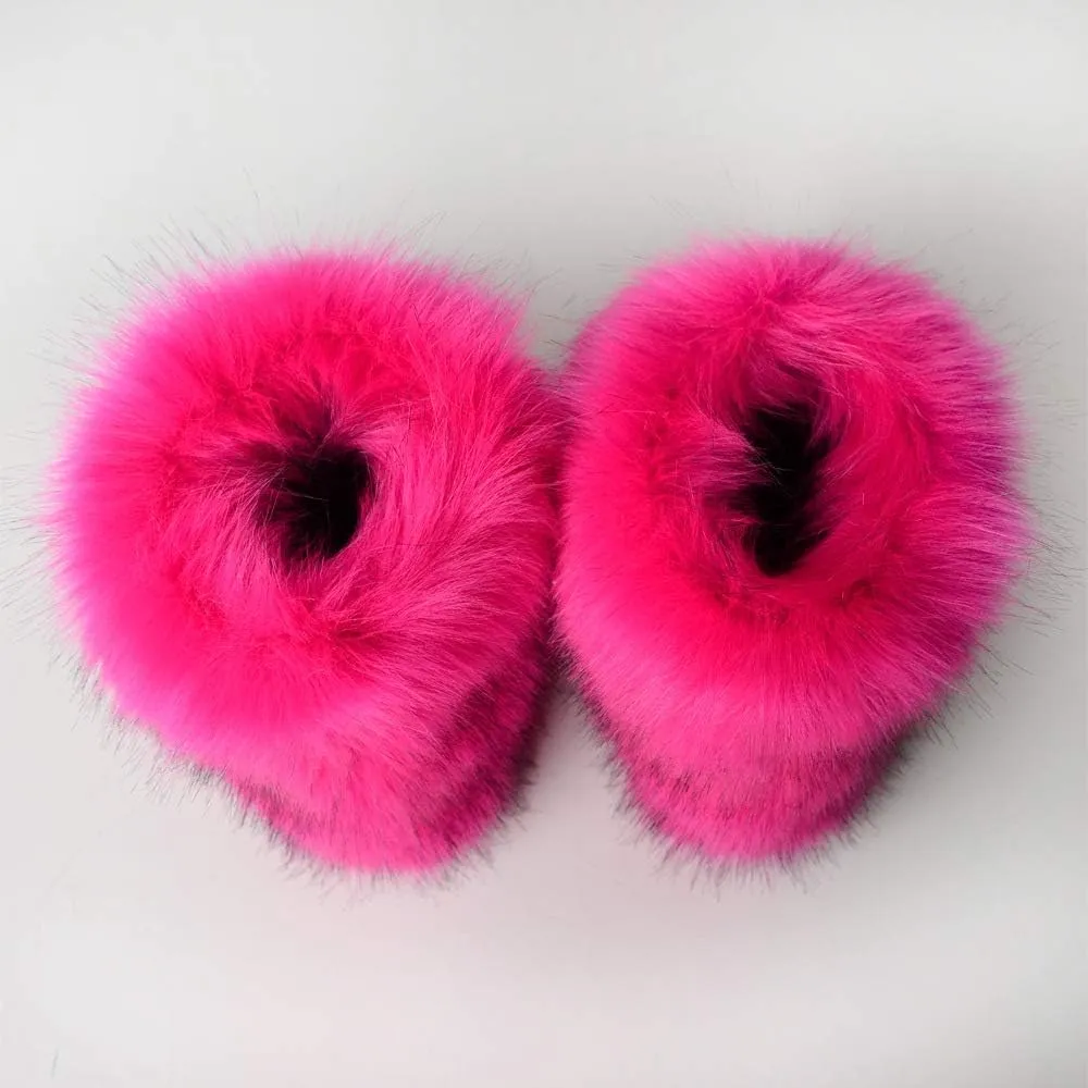 LVCOMEFF Women Faux Fur Boot Outdoor with Fur Lining Plus Size Furry Fluffy 2021 Flat Shoes Fuzzy Snow Boot