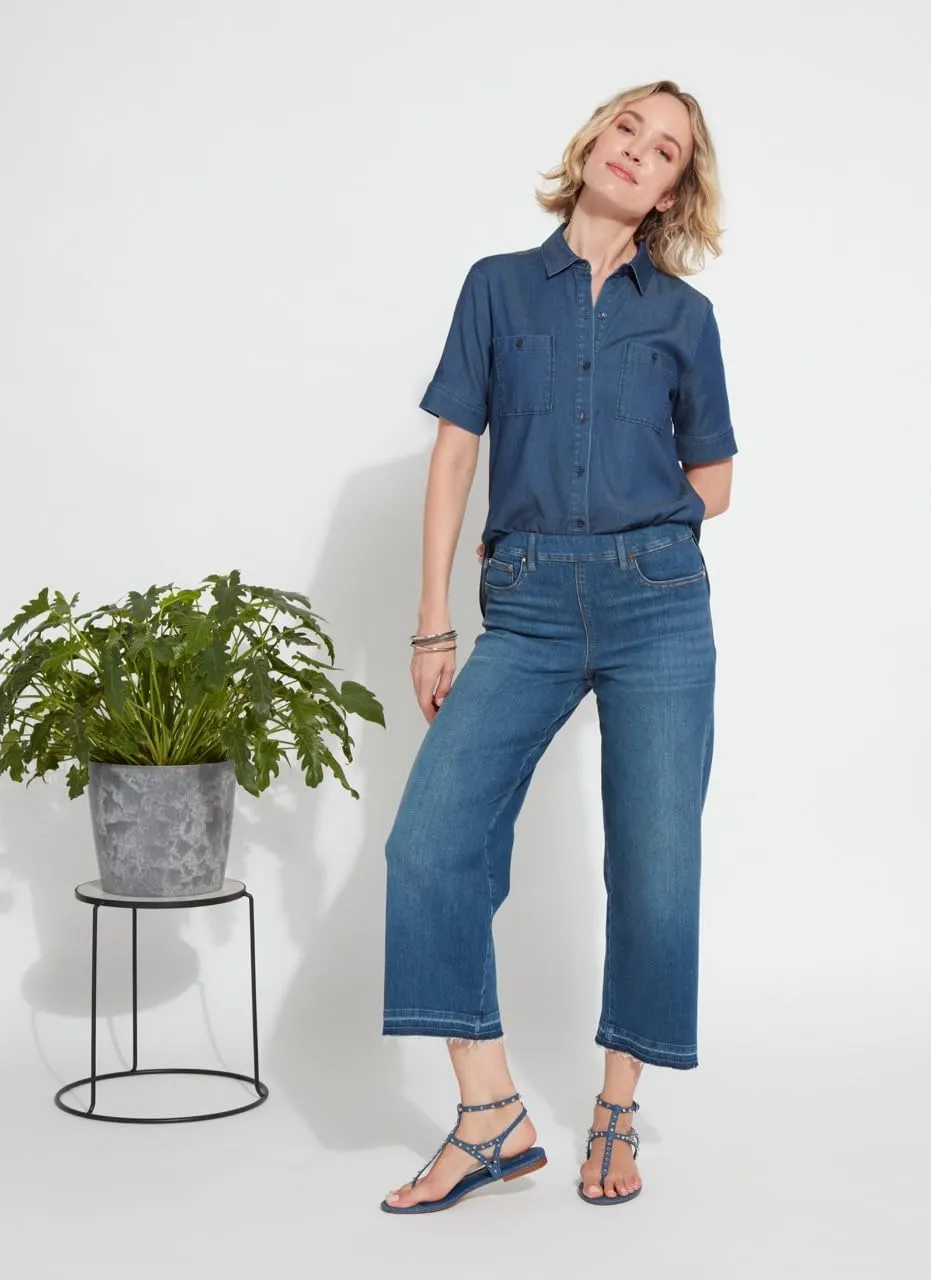 Lyssé Denim Frances Cropped Jeans – Wide Leg Crop Jeans for Women, Premium Woven Stretch Jeans with Holding Power