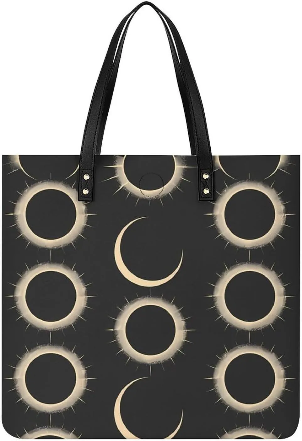 Magnificent Solar Eclipse Pattern Tote Bag Leather Handbags Large Shoulder Bag for College Work Travel Shopping