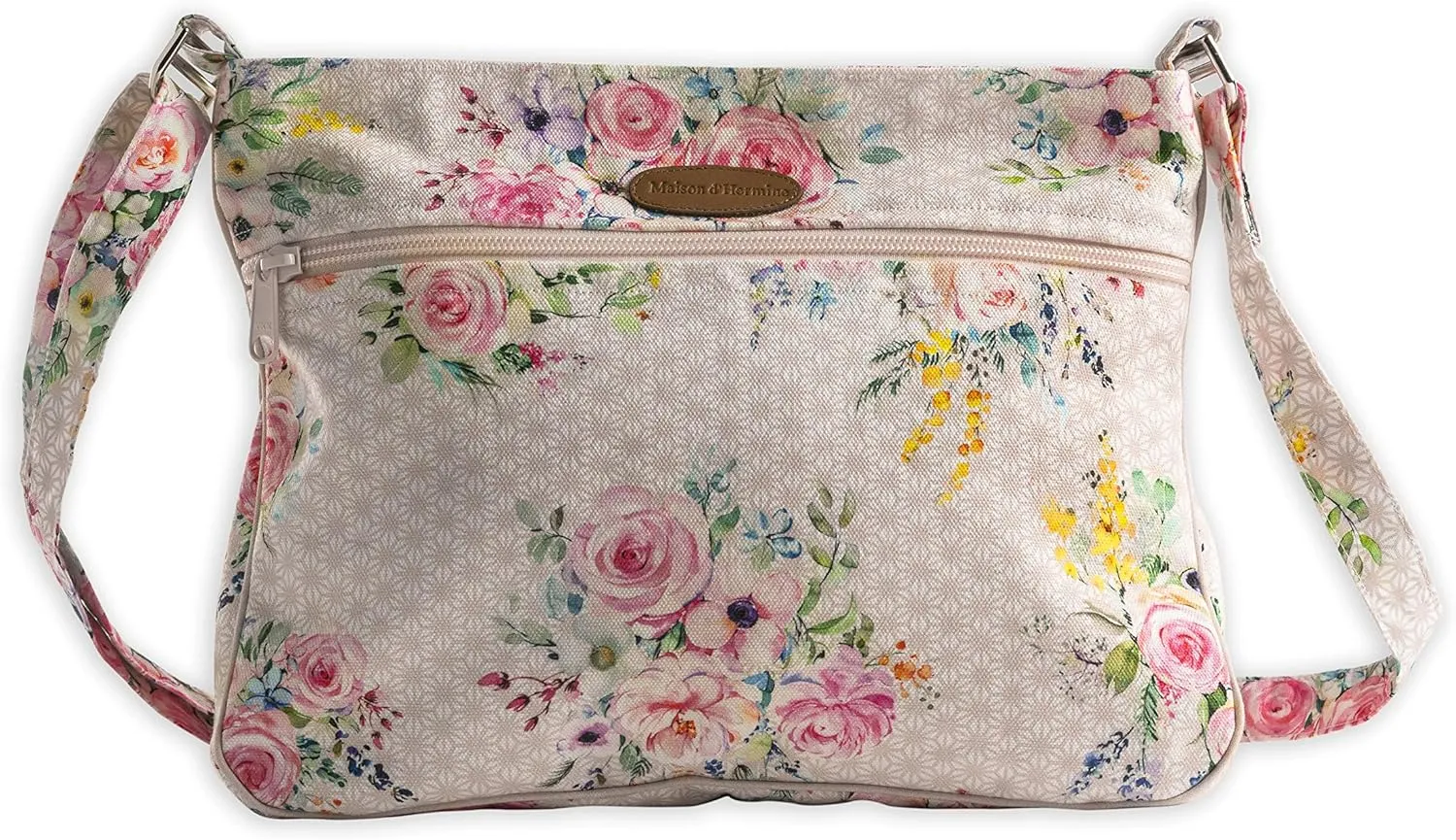 Maison d' Hermine Cross Body Bag Cotton Adjustable Shoulder Strap Hand Bag Tote purse with Zippered & Slip Pockets