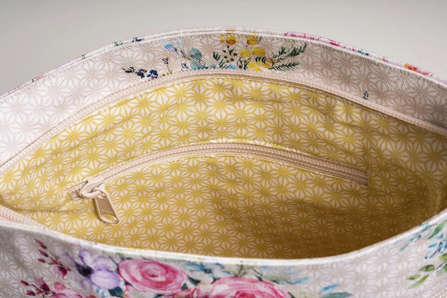 Maison d' Hermine Cross Body Bag Cotton Adjustable Shoulder Strap Hand Bag Tote purse with Zippered & Slip Pockets