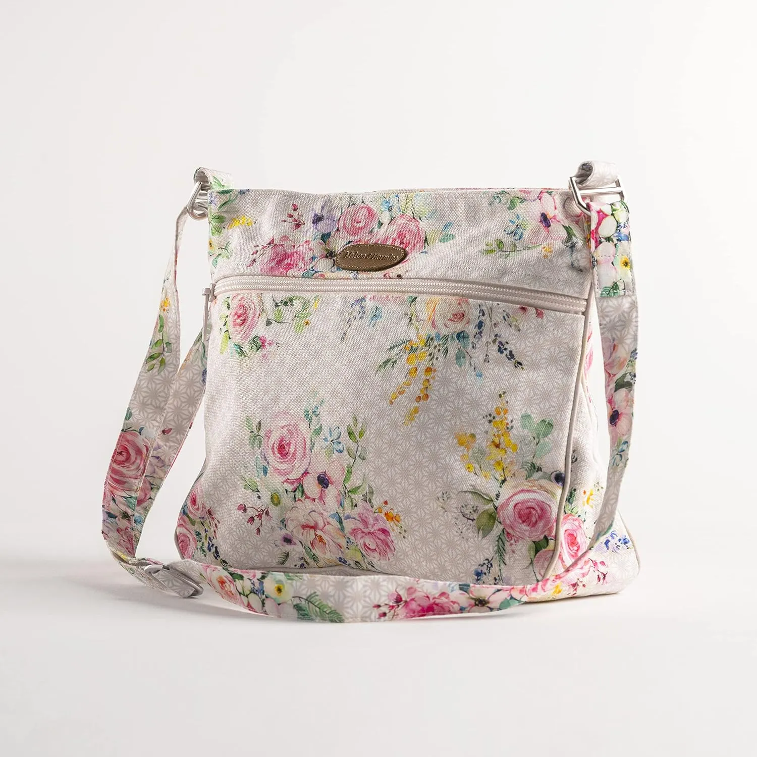 Maison d' Hermine Cross Body Bag Cotton Adjustable Shoulder Strap Hand Bag Tote purse with Zippered & Slip Pockets