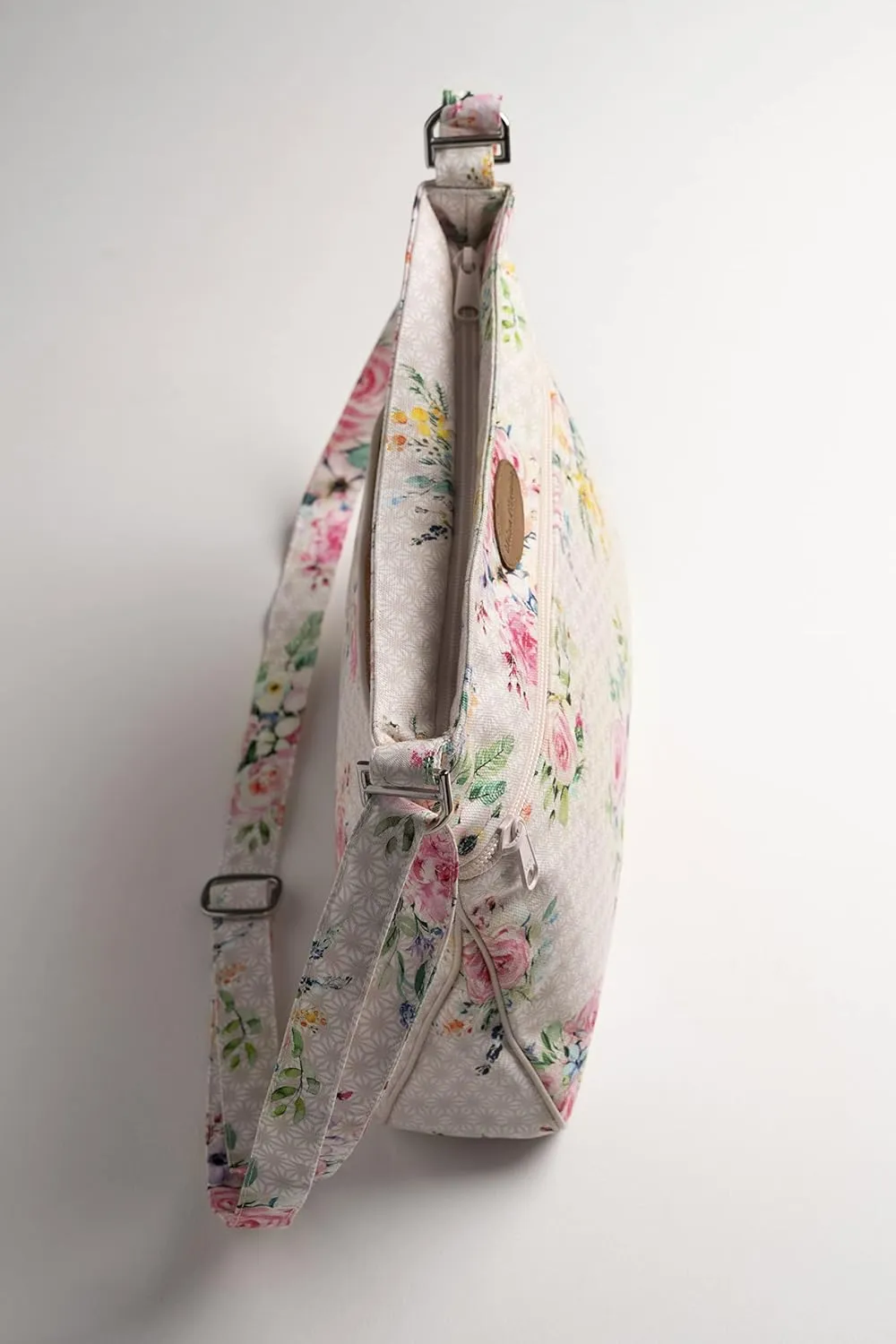 Maison d' Hermine Cross Body Bag Cotton Adjustable Shoulder Strap Hand Bag Tote purse with Zippered & Slip Pockets