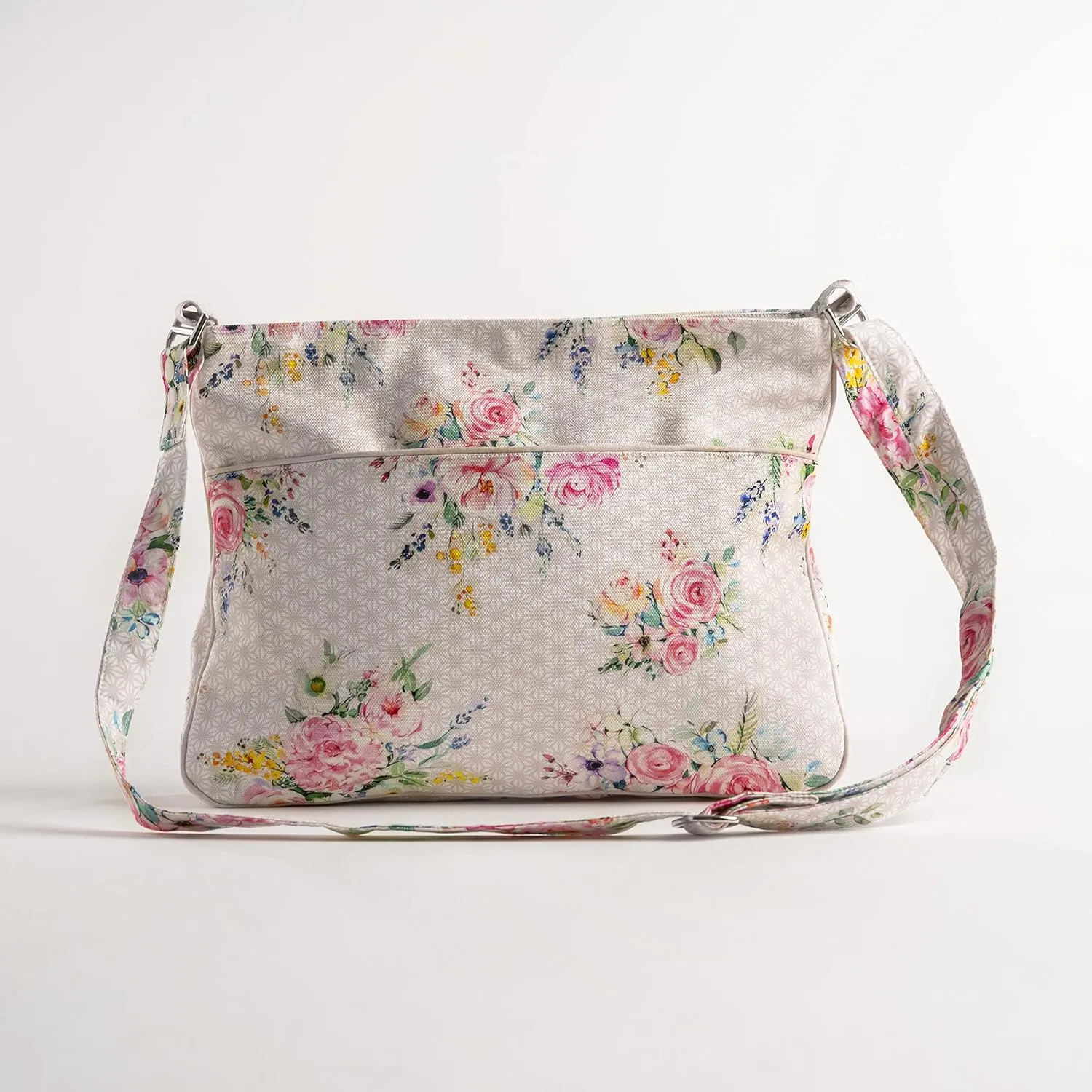 Maison d' Hermine Cross Body Bag Cotton Adjustable Shoulder Strap Hand Bag Tote purse with Zippered & Slip Pockets