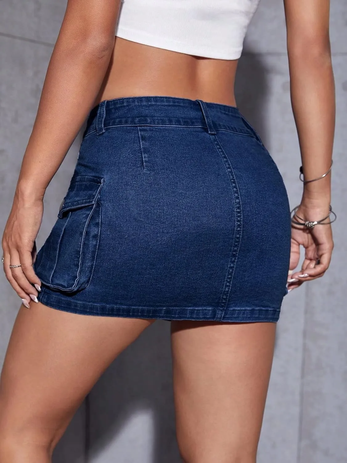 MakeMeChic Women's Denim Skirt Y2K Denim Skort Low Rise Mini Jean Skirt