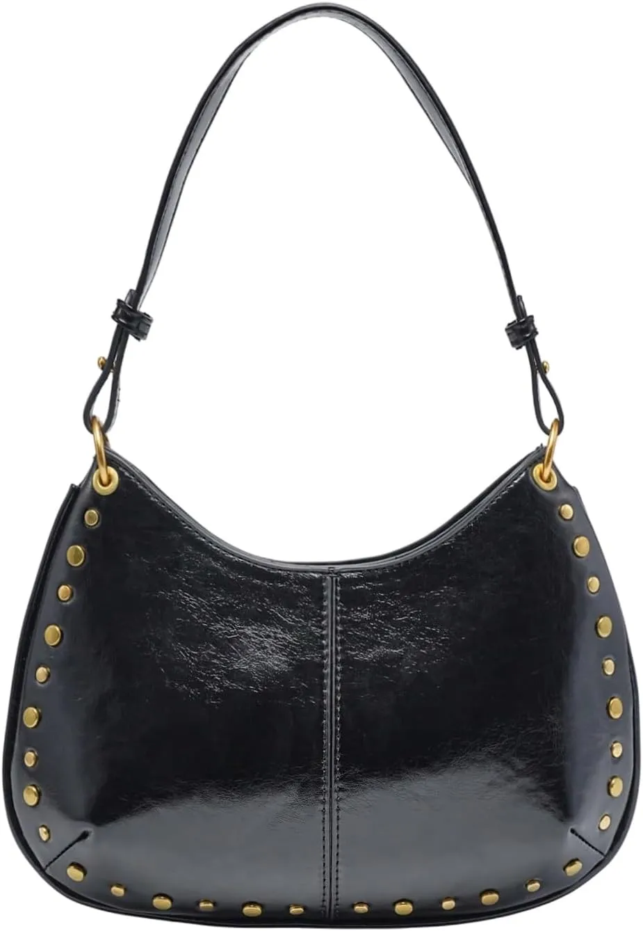 MakeMeChic Women's Faux Leather Shoulder Handbag Studded Top Handle Y2k Underarm Bag