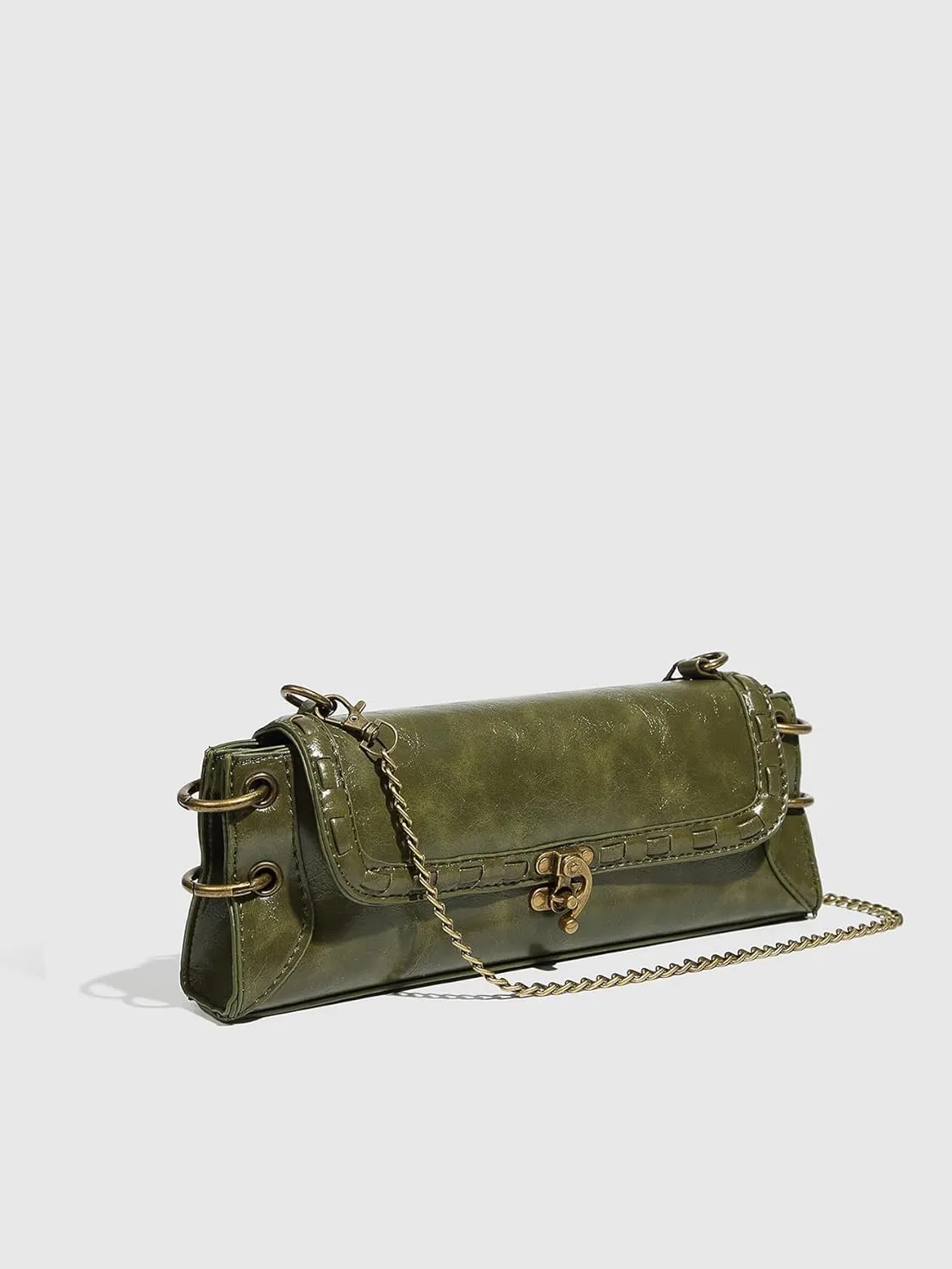 MakeMeChic Women's Flap Clutch Faux Leather Crossbody Bag Chain Strap Shoulder Handbags Retro Purse