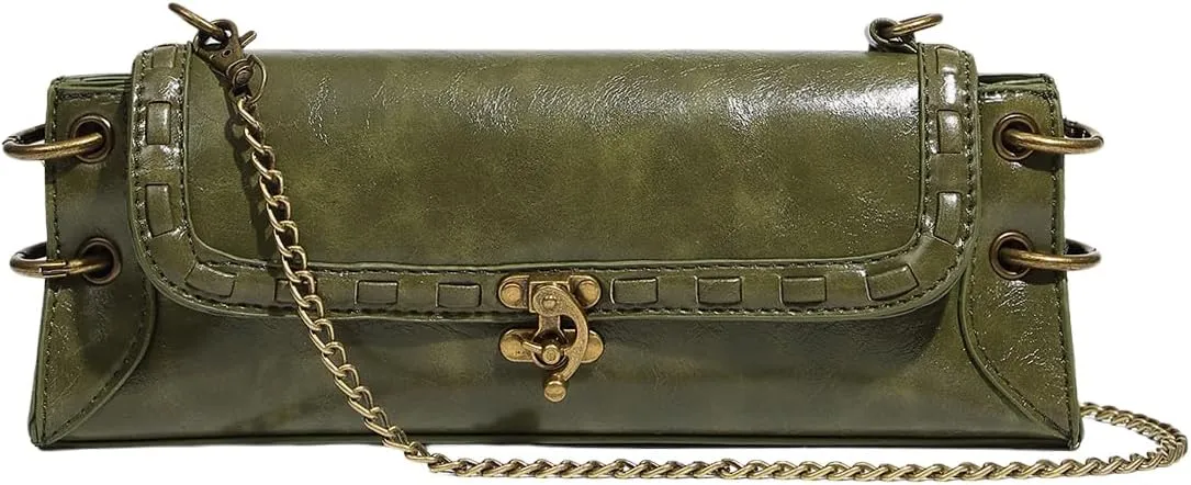 MakeMeChic Women's Flap Clutch Faux Leather Crossbody Bag Chain Strap Shoulder Handbags Retro Purse