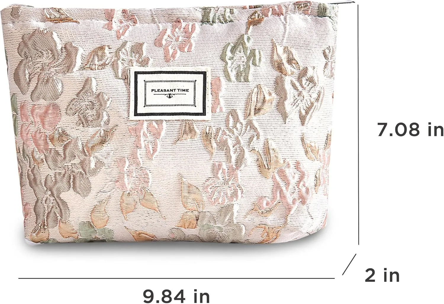 Makeup Bag Cosmetic bag Preppy Canvas Toiletry Embroidery Bag for women Cute zipper pouch Organizer Travel accessories (Apricot Pink, Large)