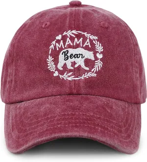 Mama Bear Hats, Baseball Mom Hat Gifts Mama Hats for Women, Adjustable Embroidery Baseball Hat