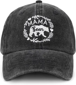 Mama Bear Hats, Baseball Mom Hat Gifts Mama Hats for Women, Adjustable Embroidery Baseball Hat
