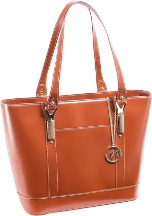 McKlein Leather Ladies' Tote with Tablet Pocket- ARYA- Brown