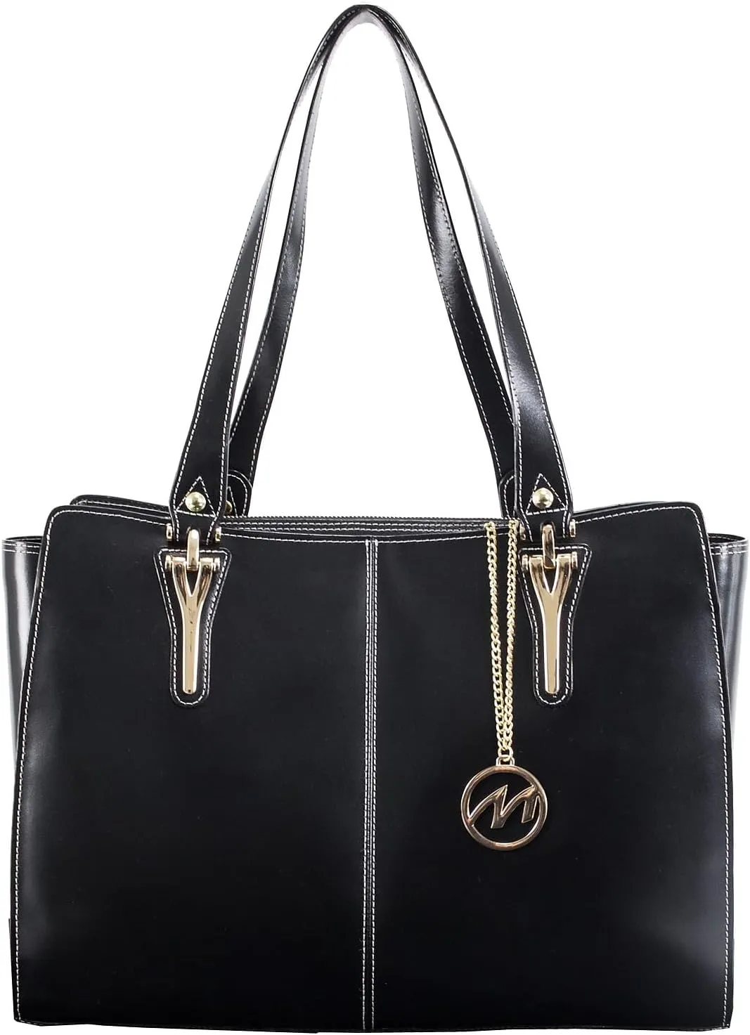 McKlein Leather Ladies' Tote with Tablet Pocket- GLENNA- Black