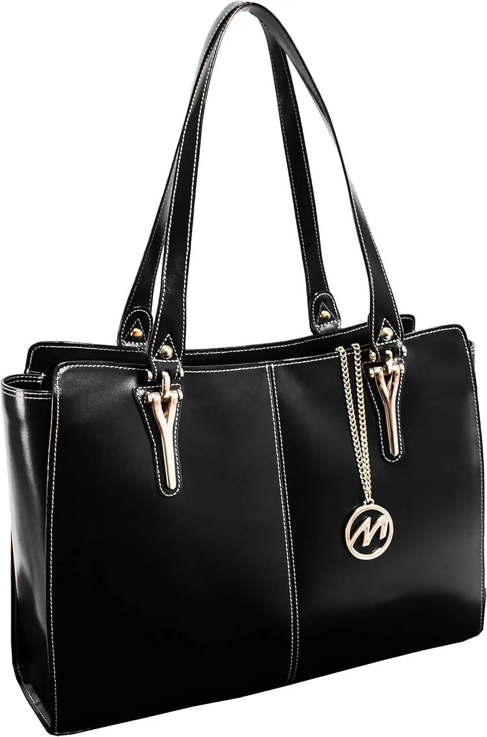 McKlein Leather Ladies' Tote with Tablet Pocket- GLENNA- Black