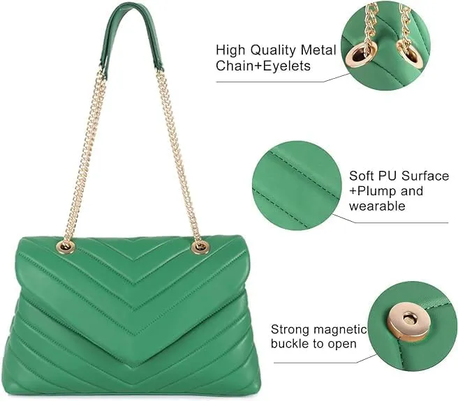 MECOLOR Women’s Fashion Crossbody Bags Lightweight Adjustable Chain Strap Quilted Designer Popular Handbags Shoulder Bag