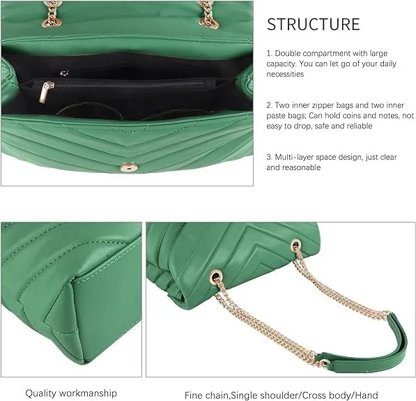 MECOLOR Women’s Fashion Crossbody Bags Lightweight Adjustable Chain Strap Quilted Designer Popular Handbags Shoulder Bag