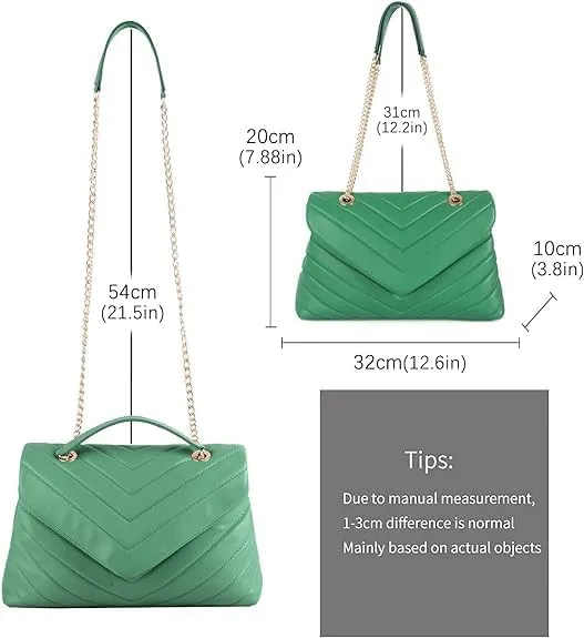 MECOLOR Women’s Fashion Crossbody Bags Lightweight Adjustable Chain Strap Quilted Designer Popular Handbags Shoulder Bag