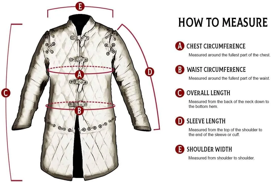 Medieval AketonJAcket Gambeson Armor Cotton Fabric Thick Padded Short Sleeveless Coat SCA Size(S-7XL)
