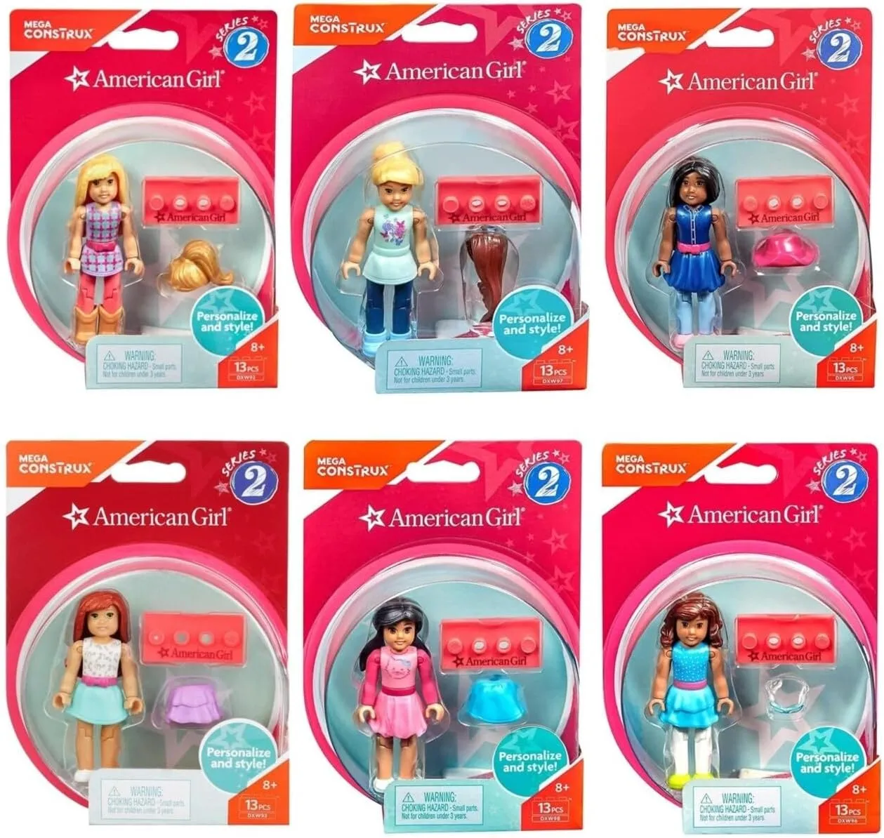 Mega Construx American Girl Series 2 Complete Set of 6 Buildable Action Figures from DRC65-999B Release