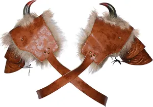 Men Shoulder Armor Costume Adjustable PU Armor with Horn Viking Pirate Gladiator Spartan Warrior Costume