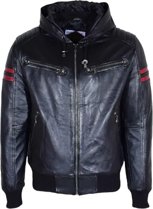 Men's Aviator Leather Coat - Black, 3XL
