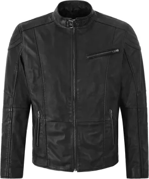 Men's Biker Leather Jacket Fashion Classic Motorcycle Retro Style Jacket 4577