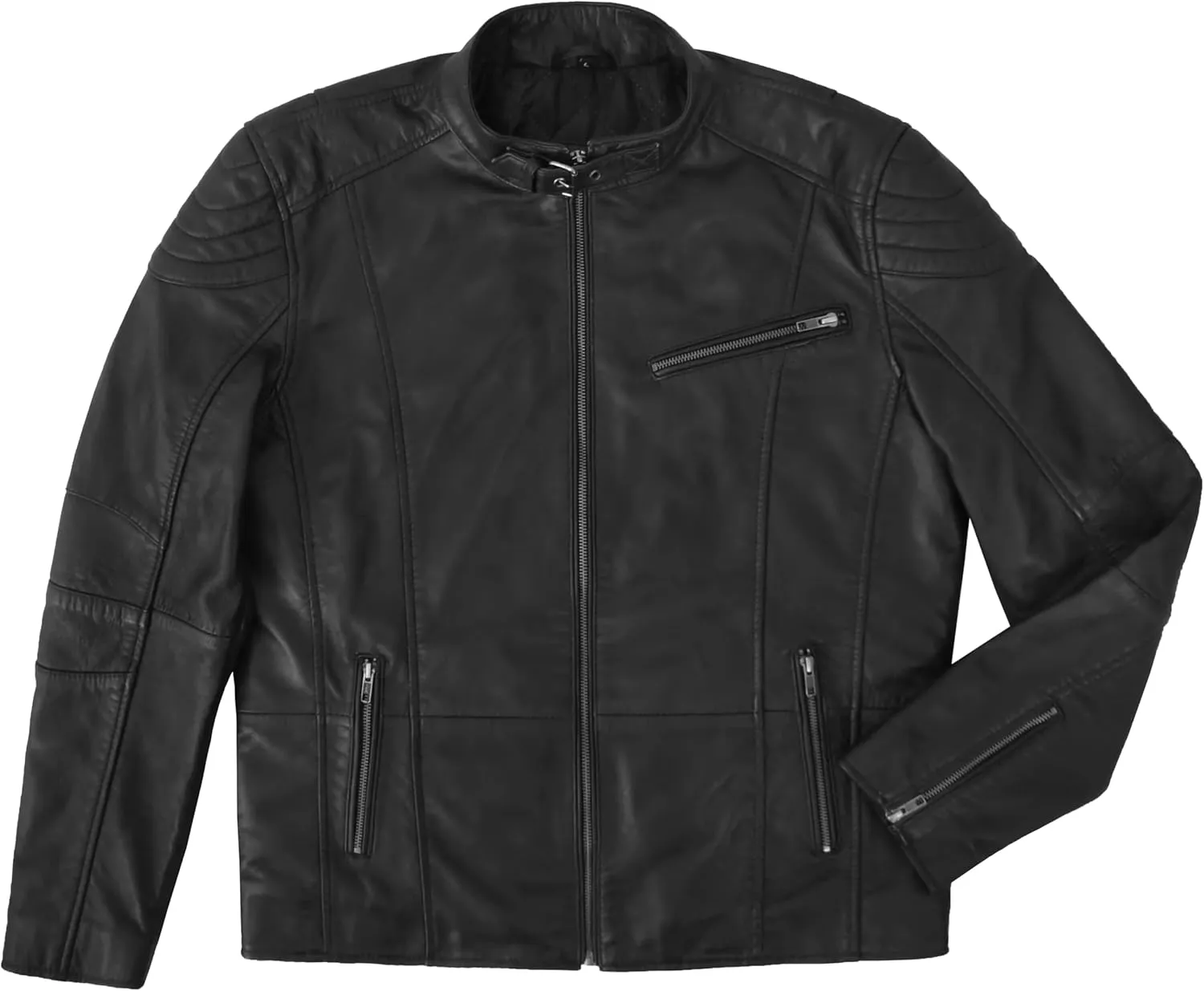 Men's Biker Leather Jacket Fashion Classic Motorcycle Retro Style Jacket 4577