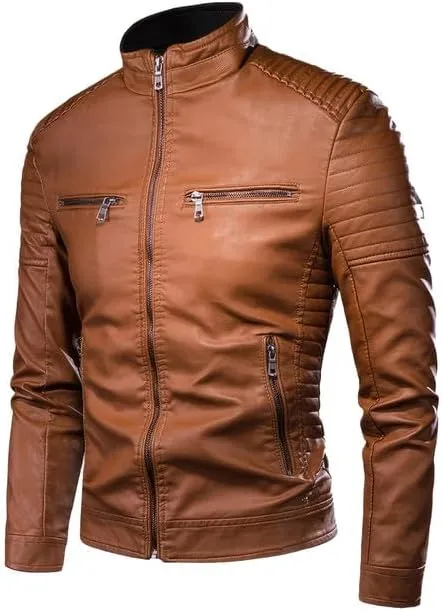 Men's Black Genuine Sheepskin Zip-Up Motor Rider Quilted Design Casual Slim Fit Biker Leather Jacket