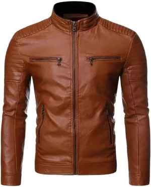 Men's Black Genuine Sheepskin Zip-Up Motor Rider Quilted Design Casual Slim Fit Biker Leather Jacket