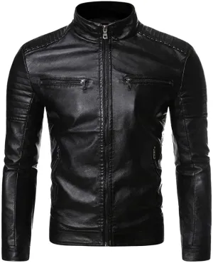 Men's Black Genuine Sheepskin Zip-Up Motor Rider Quilted Design Casual Slim Fit Biker Leather Jacket