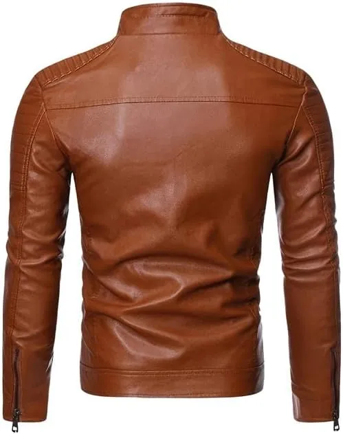 Men's Black Genuine Sheepskin Zip-Up Motor Rider Quilted Design Casual Slim Fit Biker Leather Jacket