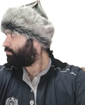 Men's Black Turkish Fur Lambskin Leather Warm Hat for Turkish Warrior Gift Ideas for Men