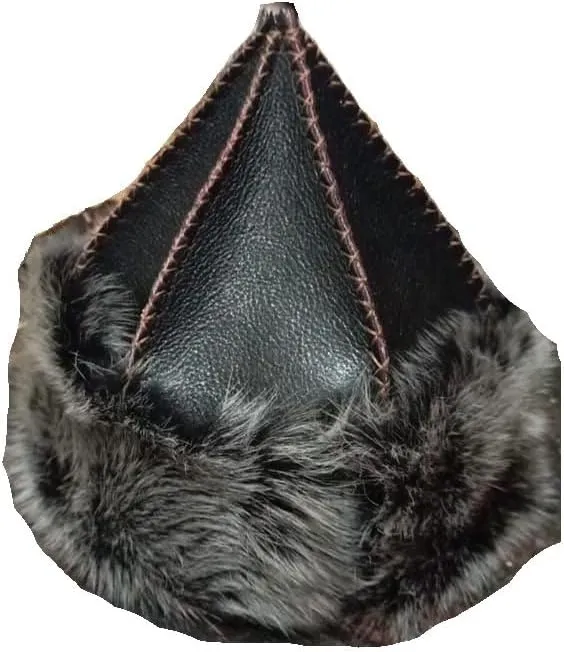 Men's Black Turkish Fur Lambskin Leather Warm Hat for Turkish Warrior Gift Ideas for Men