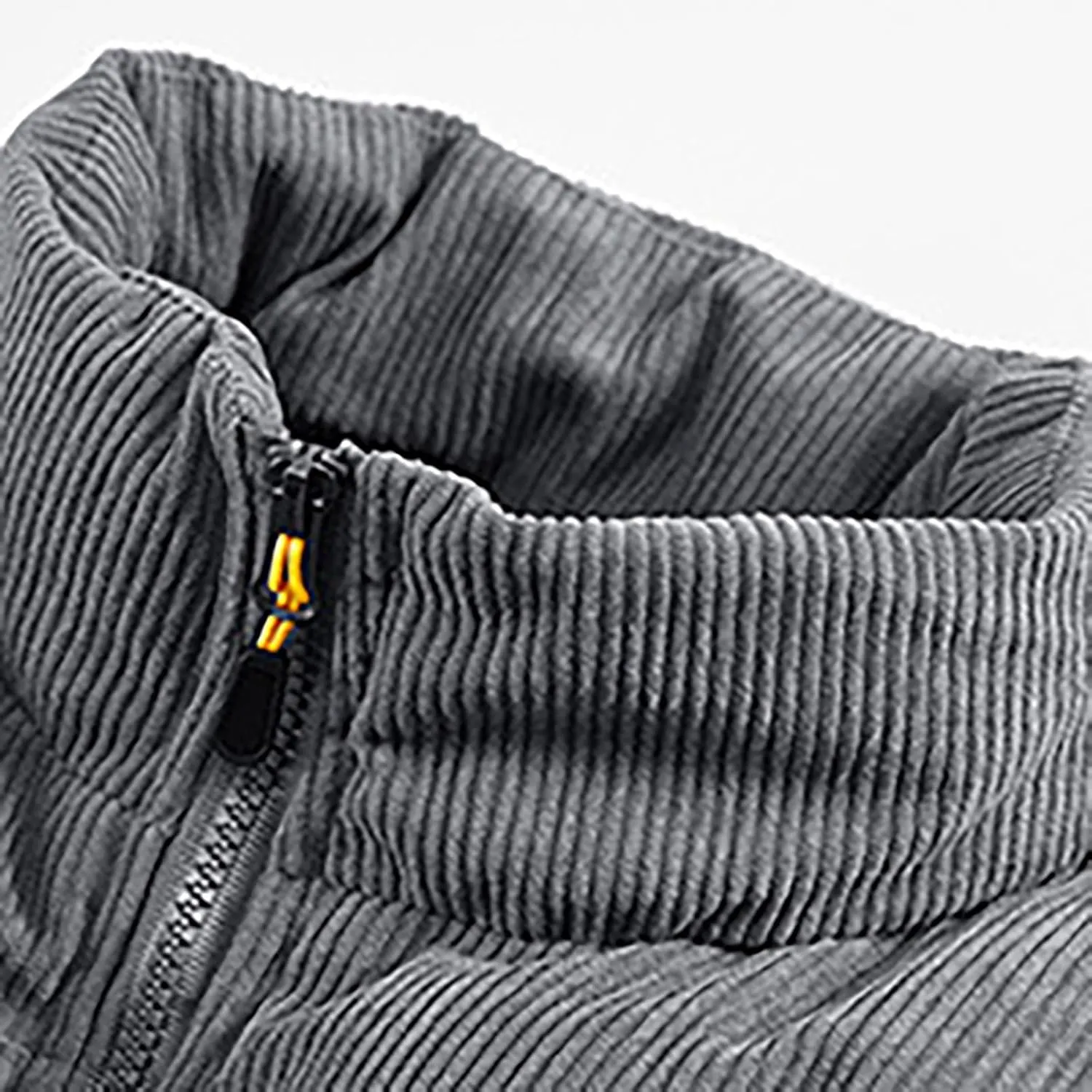 Mens Corduroy Puffer Vest Sleeveless Stand Collar Zip Up Waistcoats with Slant Shoulder Bag Lightweight Padded Gilet