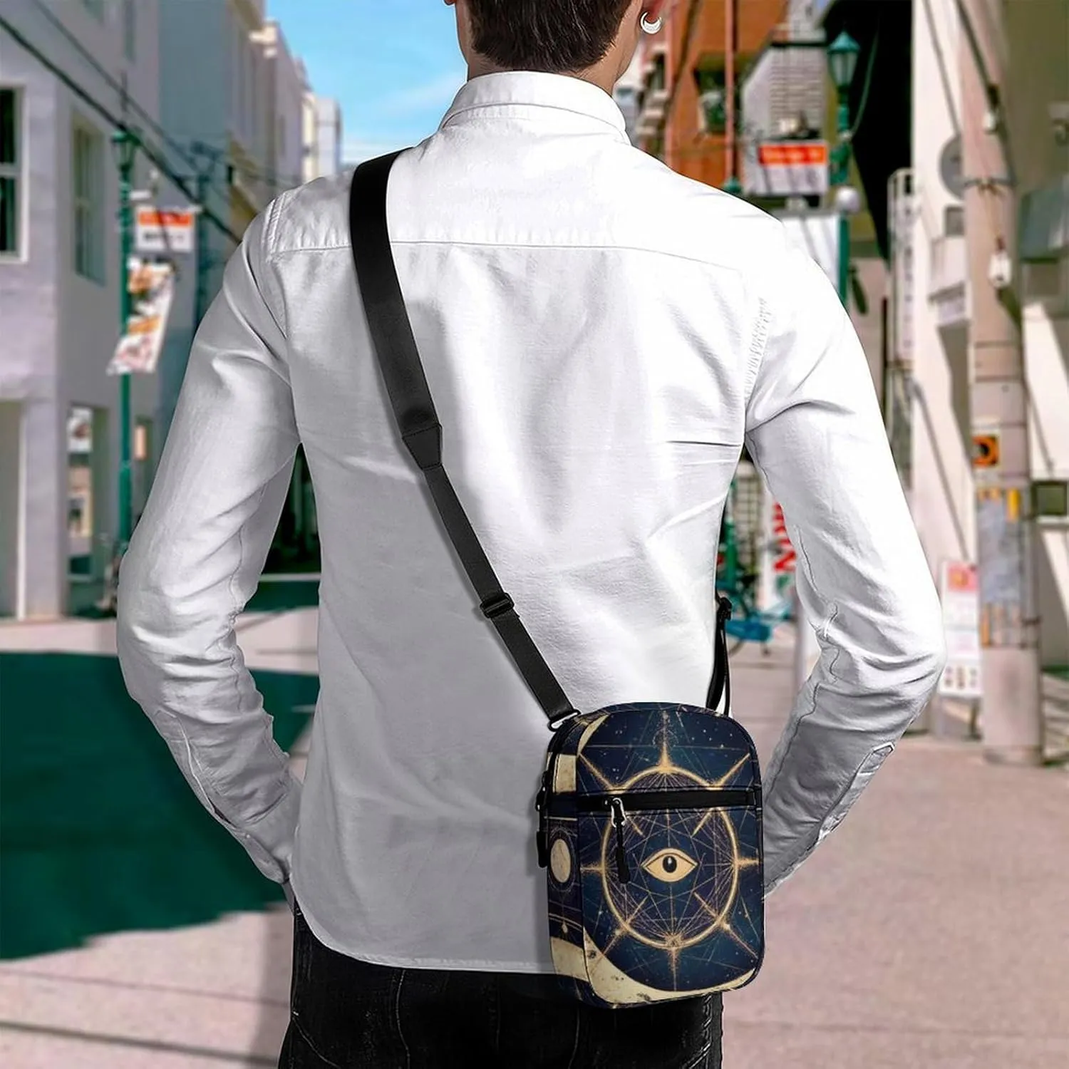 Mens Crossbody Zipper Bag, Small Shoulder Bag Zipper Travel Phone Pouch Wallet Waterproof Mini Purse