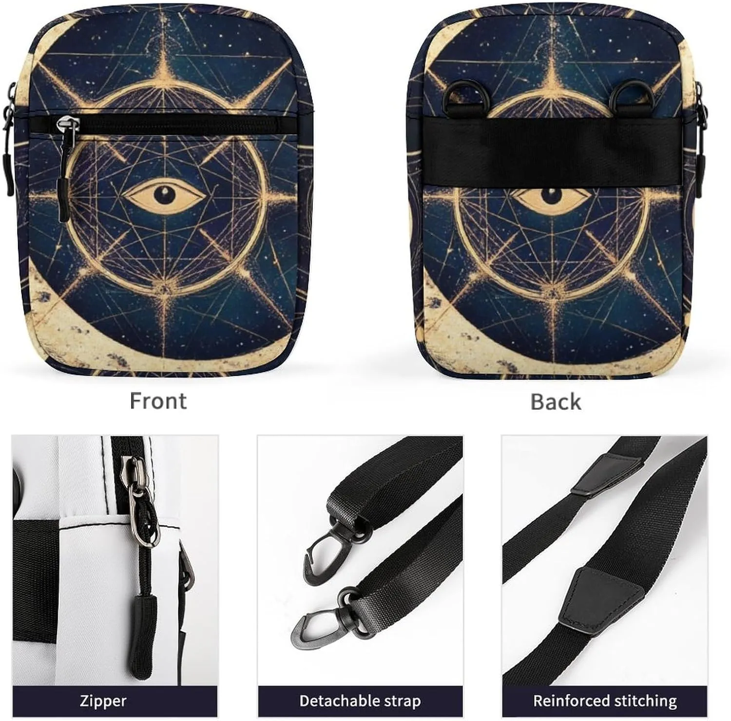 Mens Crossbody Zipper Bag, Small Shoulder Bag Zipper Travel Phone Pouch Wallet Waterproof Mini Purse